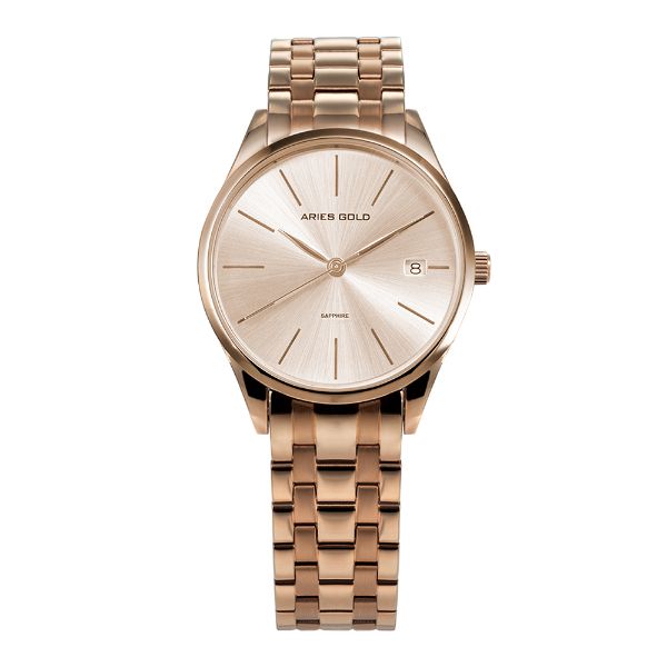 ARIES GOLD PRISM ROSE GOLD STAINLESS STEEL L 1011 RG-RG CERAMIC STRAP WOMEN'S WATCH